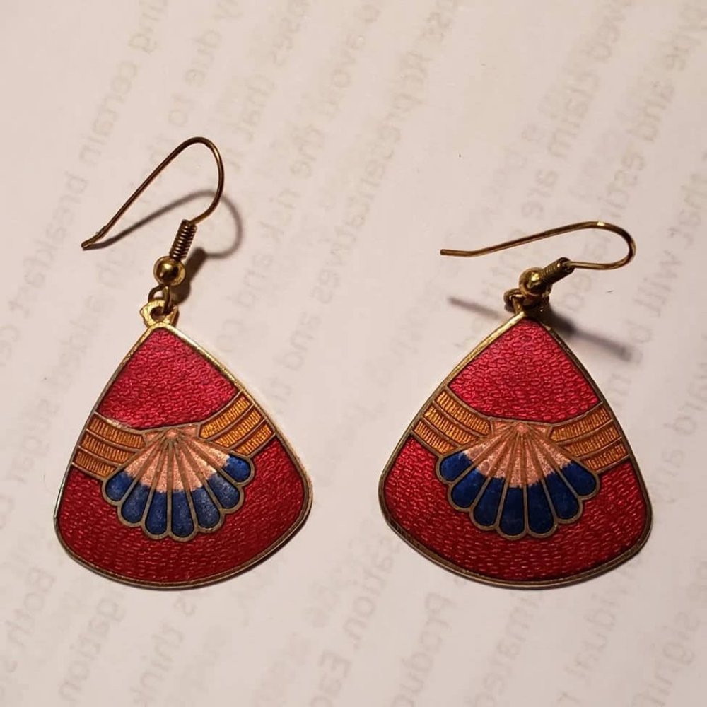 Women Vintage Cloisonne Earrings, 1 pair